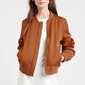 Banana Republic Satin Cropped Bomber Jacket, Sz S